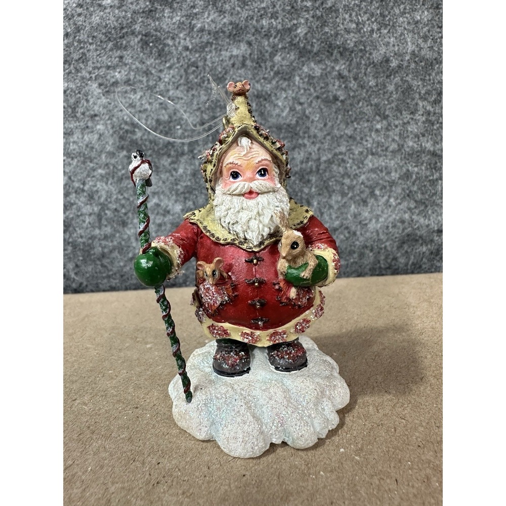 Christopher‎ Radko Woodland Winds Frosty Leaf Santa Christmas Ornament